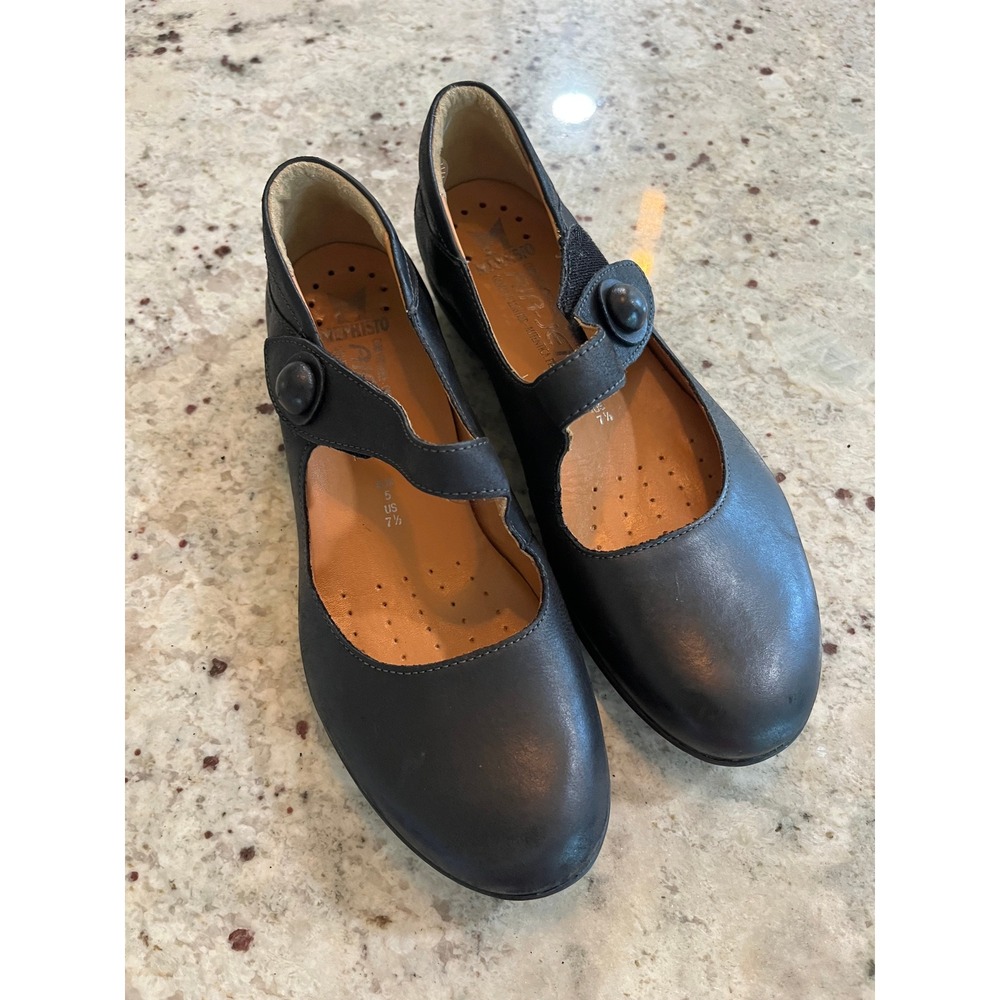 Mephisto Air-Jet Black Leather Mary Jane Comfort Flats Womens 7.5